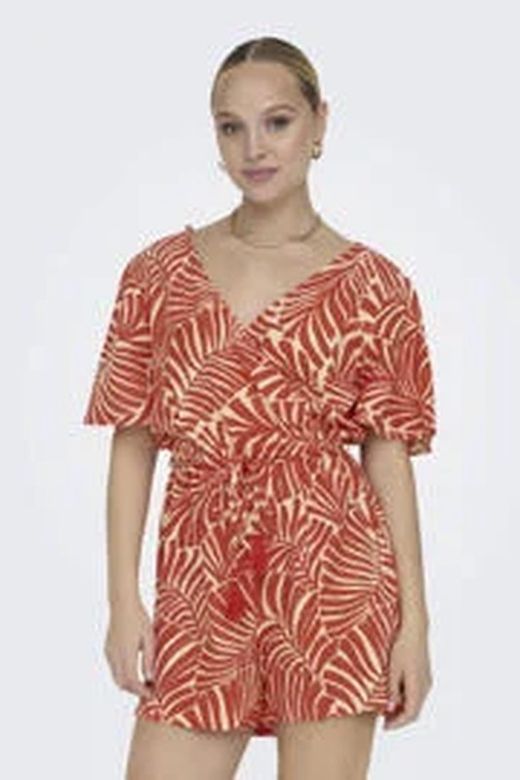 Mono corto con estampado hojas tropicales Only Pureed Pumpkin