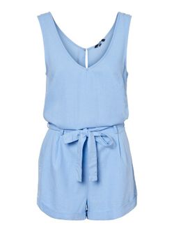 Vero Moda Placid Playsuit blu con cinturino liscio