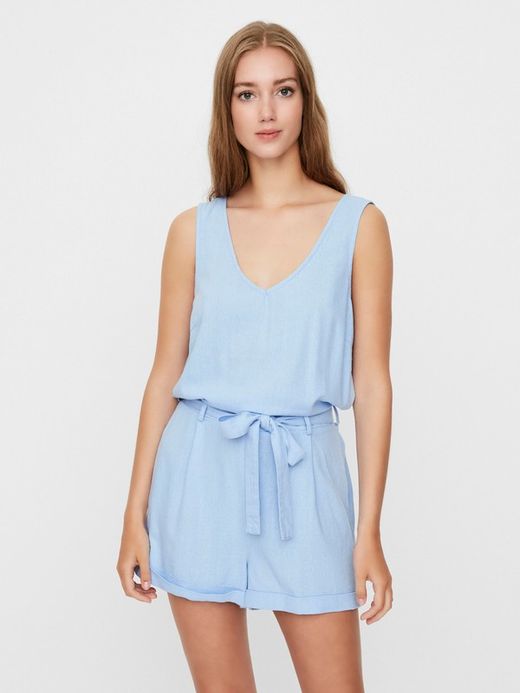 Vero Moda Placid Playsuit blu con cinturino liscio