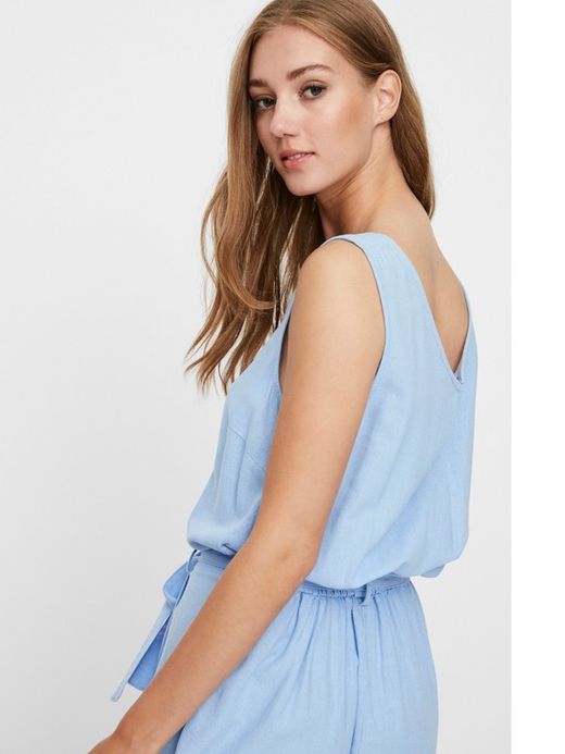 Vero Moda Placid Playsuit blu con cinturino liscio