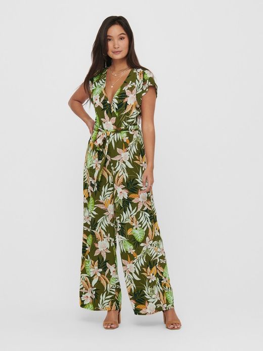 Mono largo con estampado hojas tropicales Only Kalamata