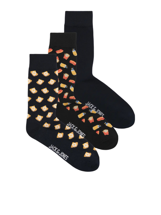 Pack 3 unidades cakcetines con dibujos comida Jack & Jones Black