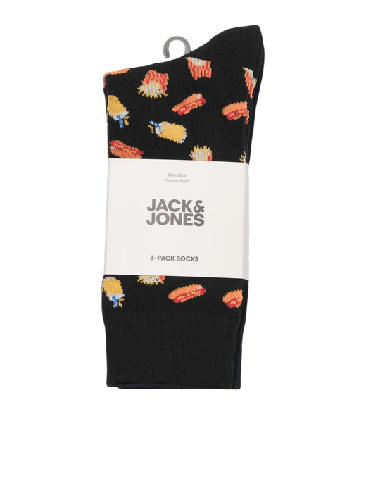 Pack 3 unidades cakcetines con dibujos comida Jack & Jones Black