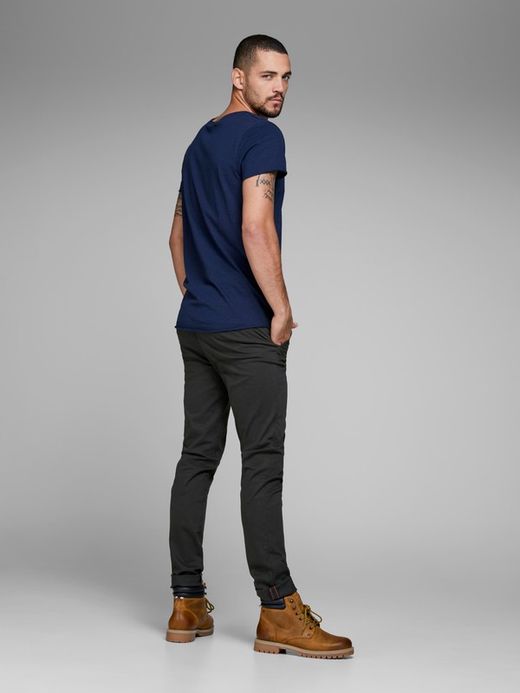 Jack & Jones Schwarze Stretch-Baumwollhose mit französischer Tasche