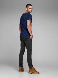 Jack & Jones Schwarze Stretch-Baumwollhose mit französischer Tasche