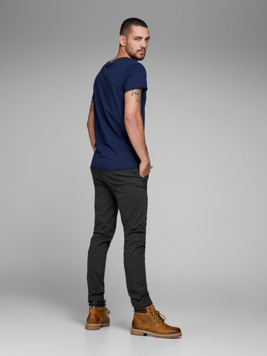Jack & Jones Schwarze Stretch-Baumwollhose mit französischer Tasche