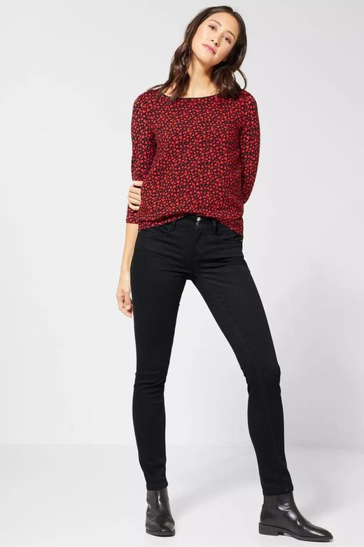 Pantaloni Street One neri a 5 tasche elasticizzati