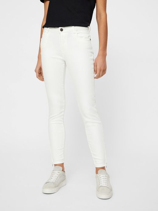 Noisy May Bright White Stretch-Knöchelhose mit 5 Taschen