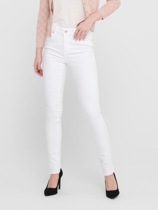 Pantalón 5 bolsillos elástico tobillero Only White