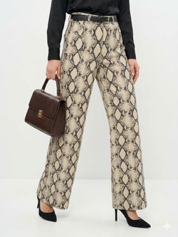 Pantalón 5 bolsillos HW con estampado animal print Jjxx Bone White