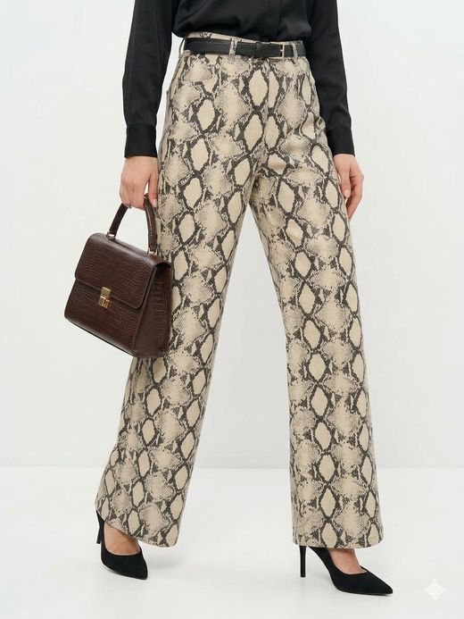 Pantalón 5 bolsillos HW con estampado animal print Jjxx Bone White