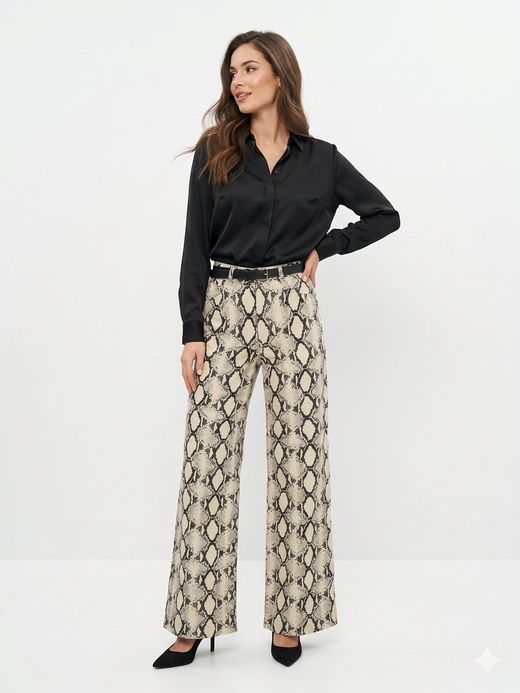 Pantalón 5 bolsillos HW con estampado animal print Jjxx Bone White