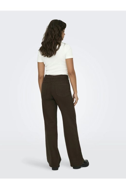 Pantalón 5 bolsillos HW de pierna ancha Only Brown