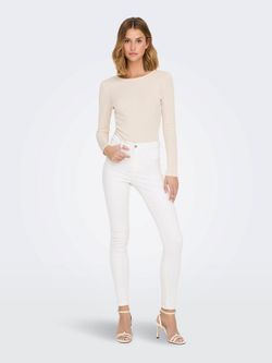 Pantalón 5 bolsillos HW elástico Jdy White