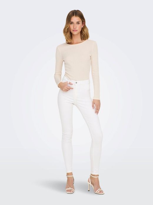 Pantalón 5 bolsillos HW elástico Jdy White