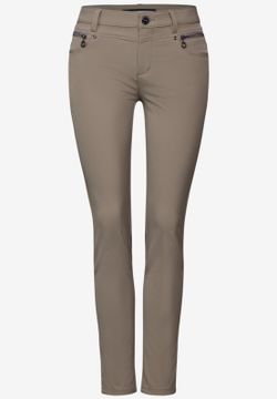 Pantalón 5 bolsillos MW con detalle cremalleras Street One Summer Brown