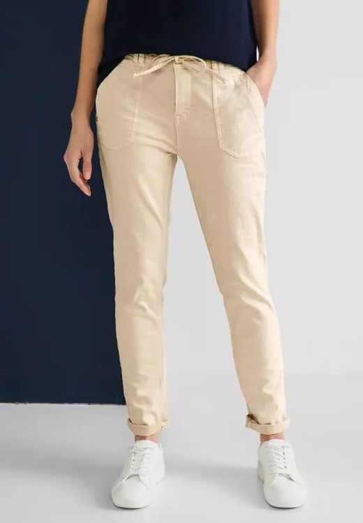 Pantalón 5 bolsillos MW tobillero Street One Beige