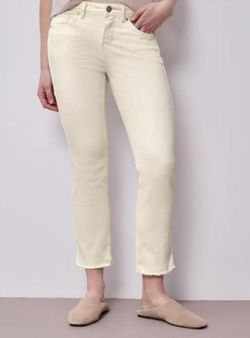 Pantalón 5 bolsillos tobillero con banda Street One Ecru