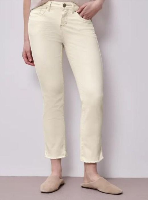 Pantalón 5 bolsillos tobillero con banda Street One Ecru