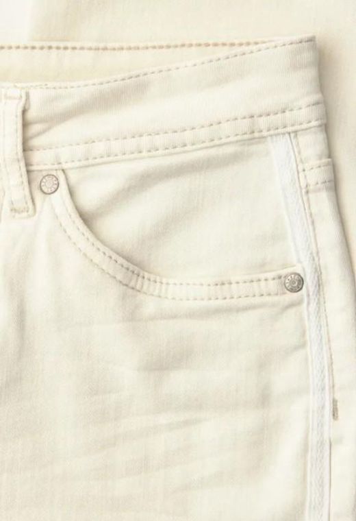 Pantalón 5 bolsillos tobillero con banda Street One Ecru