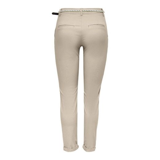 Pantalón algódon con cinturón trenzado Only Tan