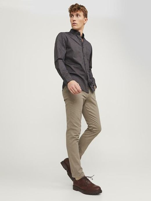 Pantalón algodón elástico con bolsillo francés Jack & Jones Beige