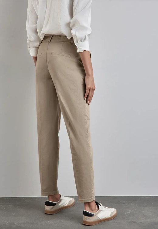 Pantalón algodón elástico Street One Beige