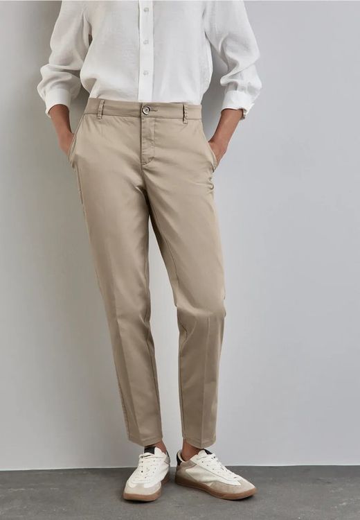 Pantalón algodón elástico Street One Beige
