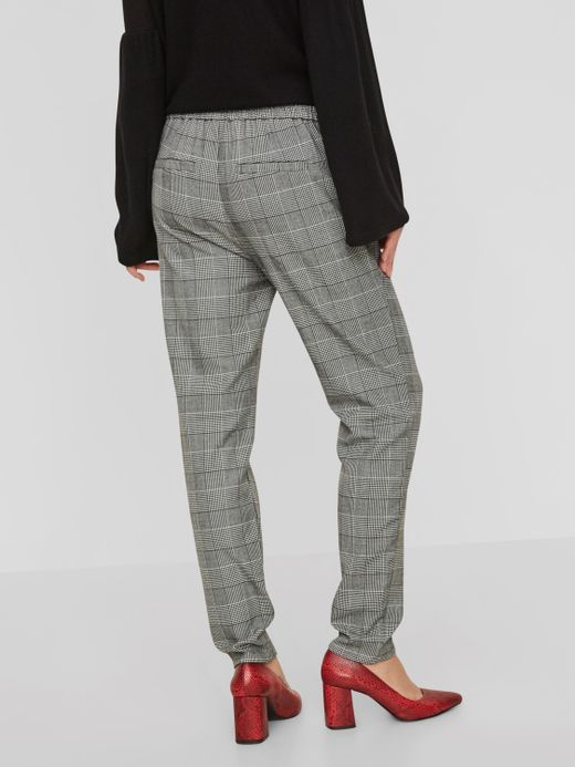 Vero Moda Gray Check Wide Trousers