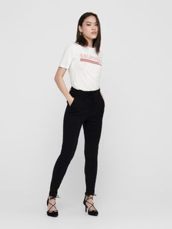 Pantaloni ampi con elastici e coulisse Solo nero