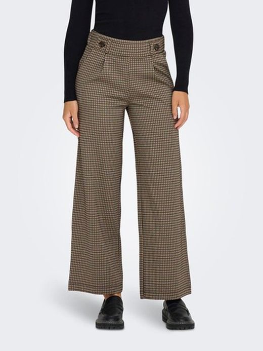 Pantalón ancho con muestra cuadro pequeño Jdy Brown
