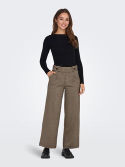 Pantalón ancho con muestra cuadro pequeño Jdy Brown