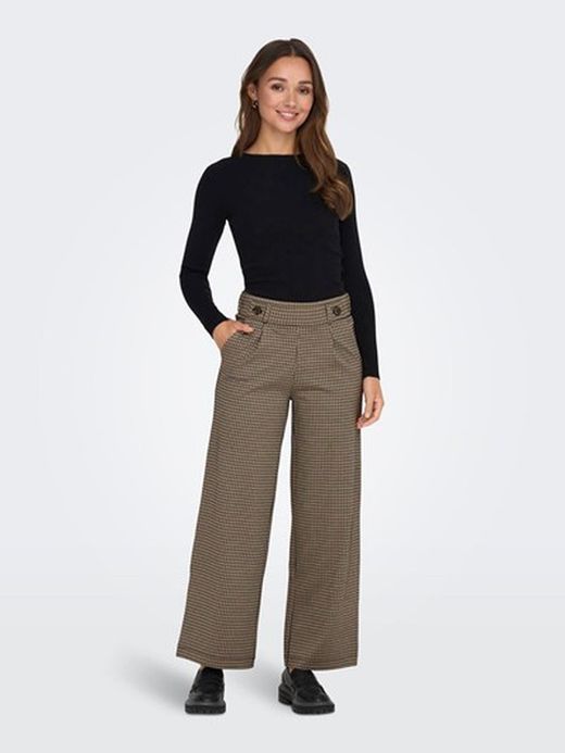 Pantalón ancho con muestra cuadro pequeño Jdy Brown