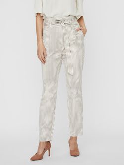 Wide pants with stripes and belt Vero Moda Snow White