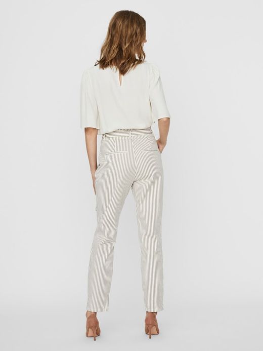 Wide pants with stripes and belt Vero Moda Snow White