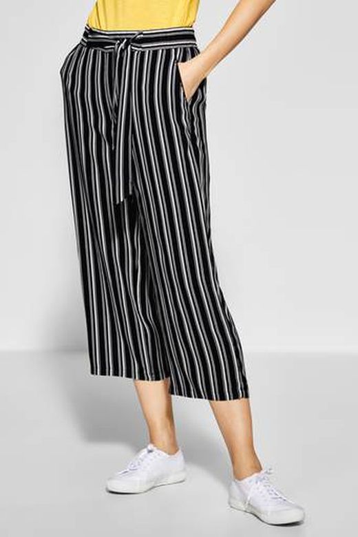 Pantalón ancho palazzo rayas verticales Street One Black