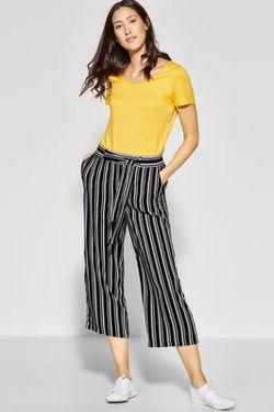 Pantalón ancho palazzo rayas verticales Street One Black