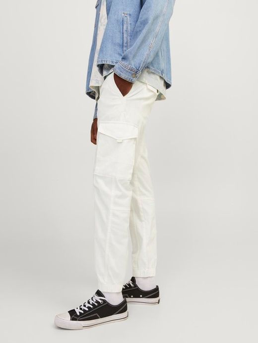 Pantalón cargo algodón con bolsillos Jack & Jones Cloud Dancer