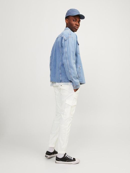 Pantalón cargo algodón con bolsillos Jack & Jones Cloud Dancer