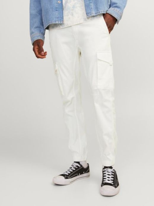 Pantalón cargo algodón con bolsillos Jack & Jones Cloud Dancer