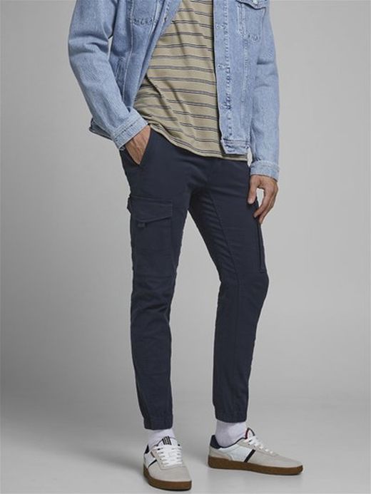 Pantalón cargo algodón con bolsillos Jack & Jones Navy
