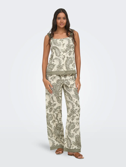 Pantalón con estampado cachemir monocolor Only Ivy Green