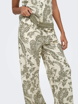 Pantalón con estampado cachemir monocolor Only Ivy Green