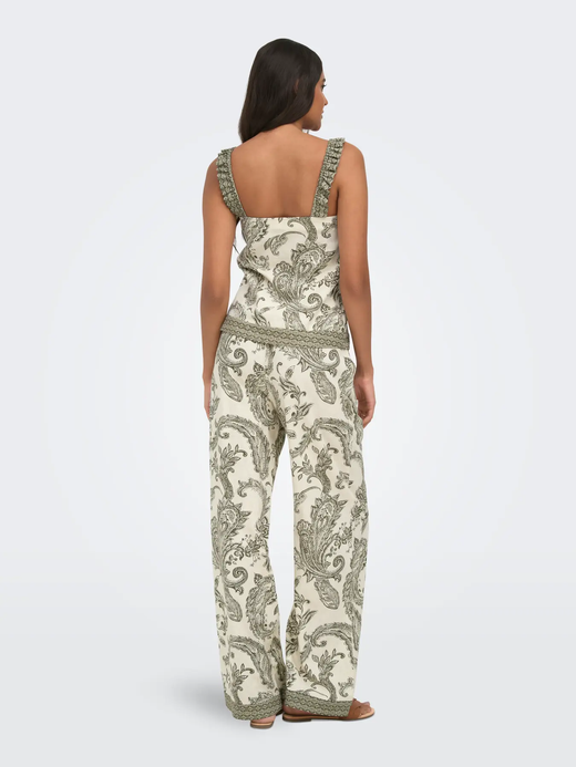 Pantalón con estampado cachemir monocolor Only Ivy Green