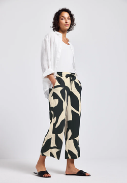 Pantalón con goma 7/8 estampado abstracto Street One Black