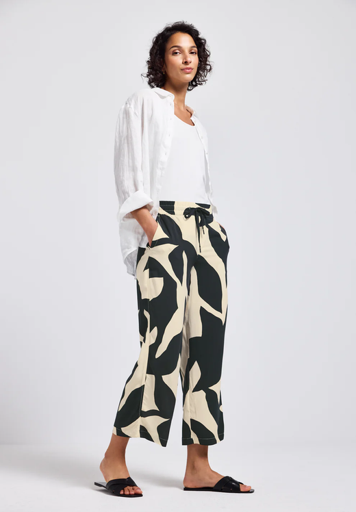 Pantalón con goma 7/8 estampado abstracto Street One Black