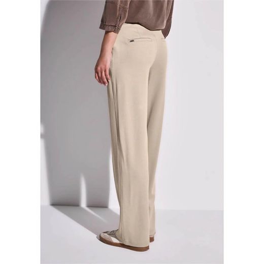 Pantalón con goma HW con diagonal Street One Beige