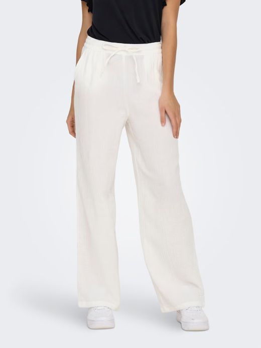 Pantalón con goma y cordón ancho Only Cloud Dancer