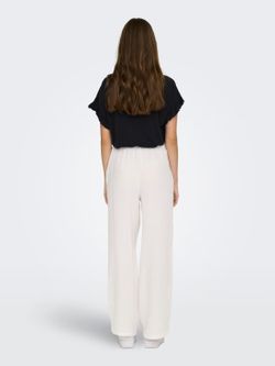 Pantalón con goma y cordón ancho Only Cloud Dancer