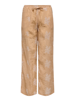 Pantalón con goma y cordón con bordado Jdy Latte